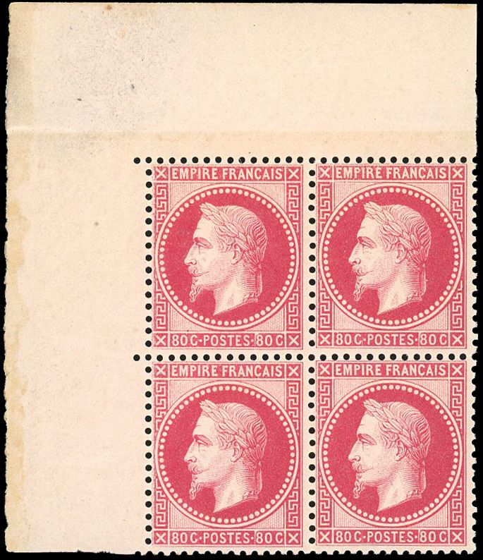 Yvert et Tellier Empire Lauré 1863 1870 N°32d Bloc de 4 Neuf avec gomme intacte