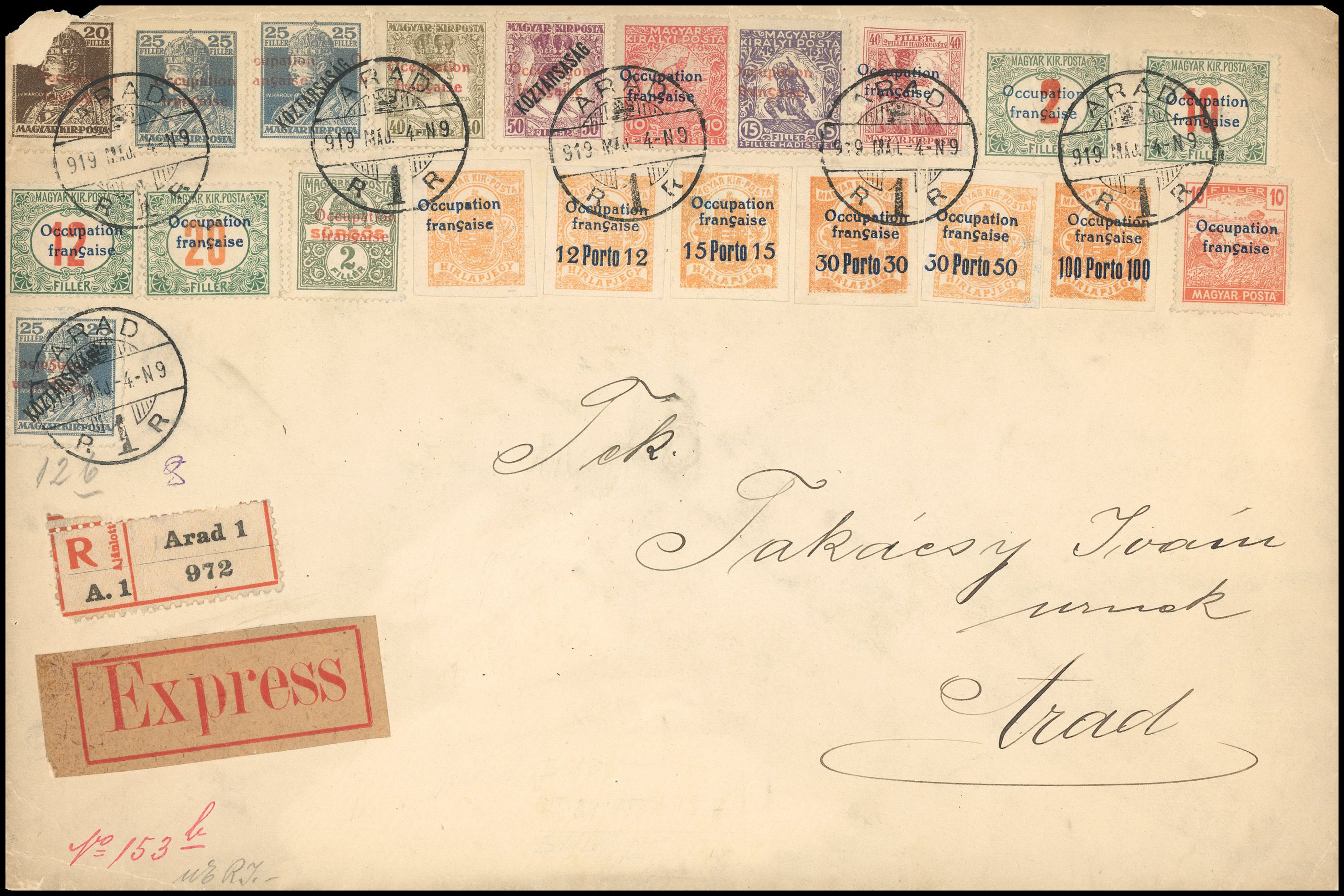 Yvert et Tellier HONGRIE ARAD N°26 + 32 + 33x2 + 36 Individuel Oblitéré