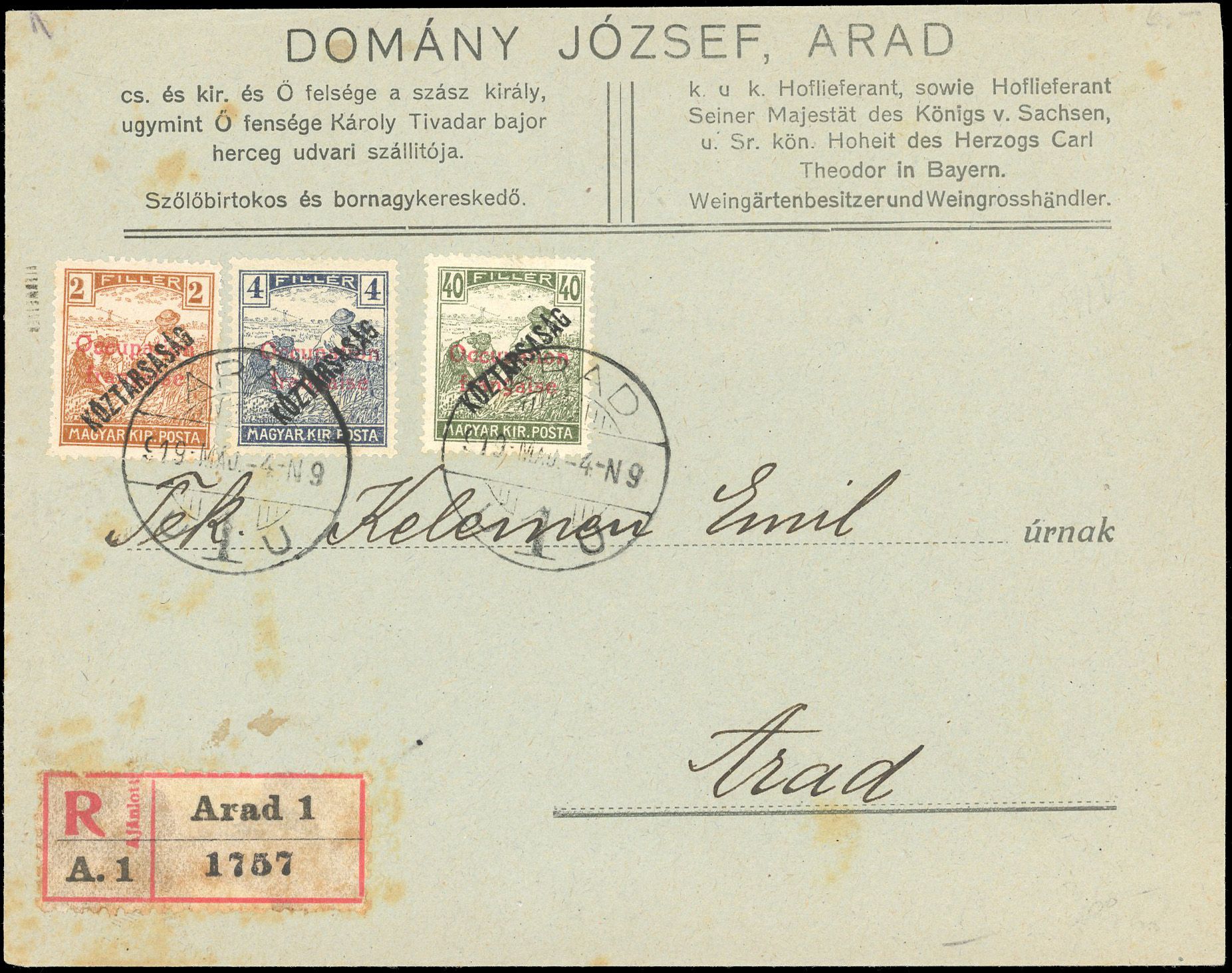 Yvert et Tellier HONGRIE ARAD N°27 + 28 + 34 Individuel Oblitéré