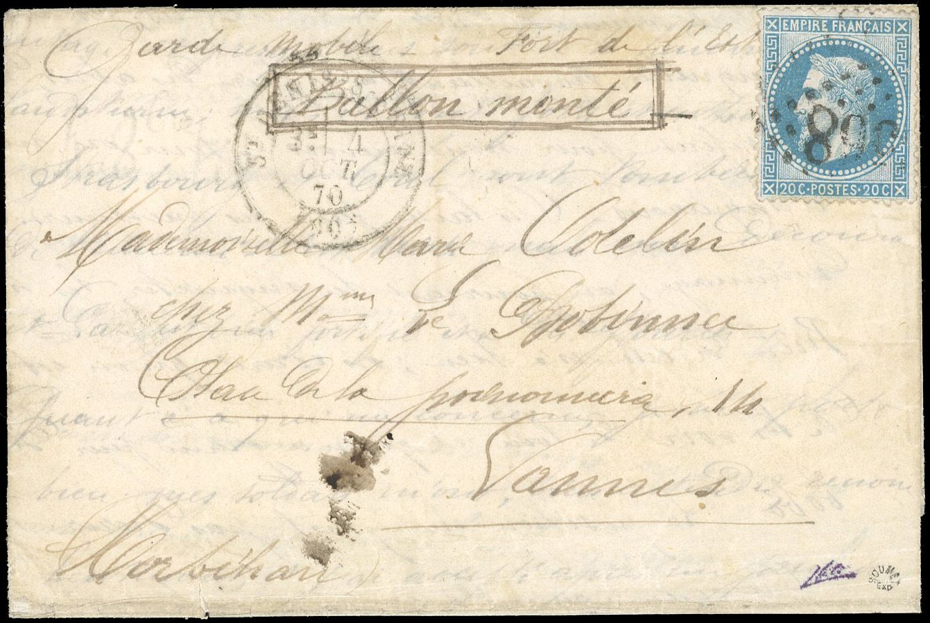 Yvert et Tellier Ballons Montés 1870 N°29 Individuel Oblitéré