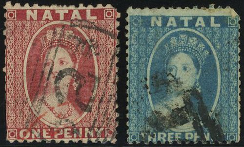 Stanley Gibbons SOUTH AFRICA - NATAL N°9 + 10 Individuel Oblitéré