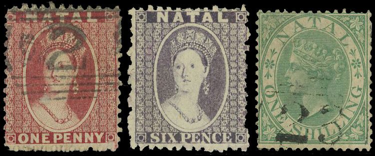 Stanley Gibbons SOUTH AFRICA - NATAL N°22 + 24 + 25 Individuel Oblitéré