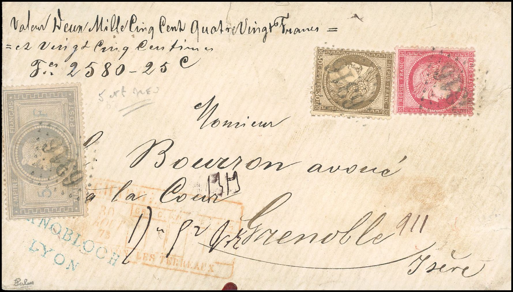 Yvert et Tellier Empire Lauré 1863 1870 N°33A + 56 + 57 Individuel Oblitéré