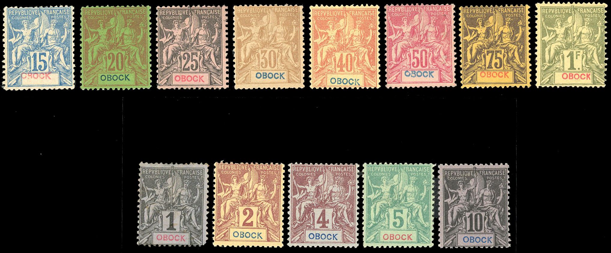 Yvert et Tellier OBOCK N°32 / 44 Individuel Neuf avec gomme