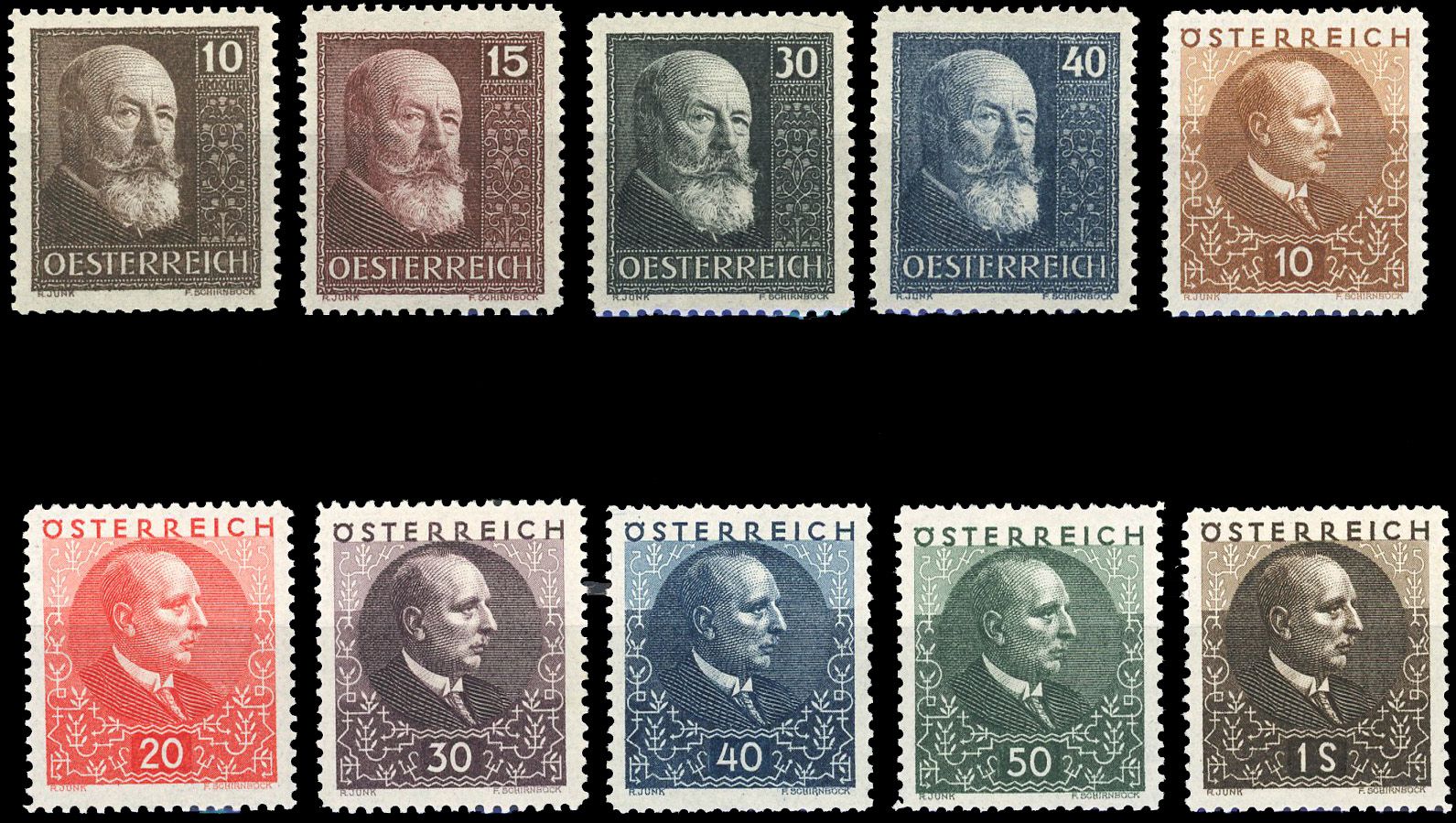 Yvert et Tellier AUTRICHE N°374 / 377 + 393/398 Individuel Neuf avec gomme