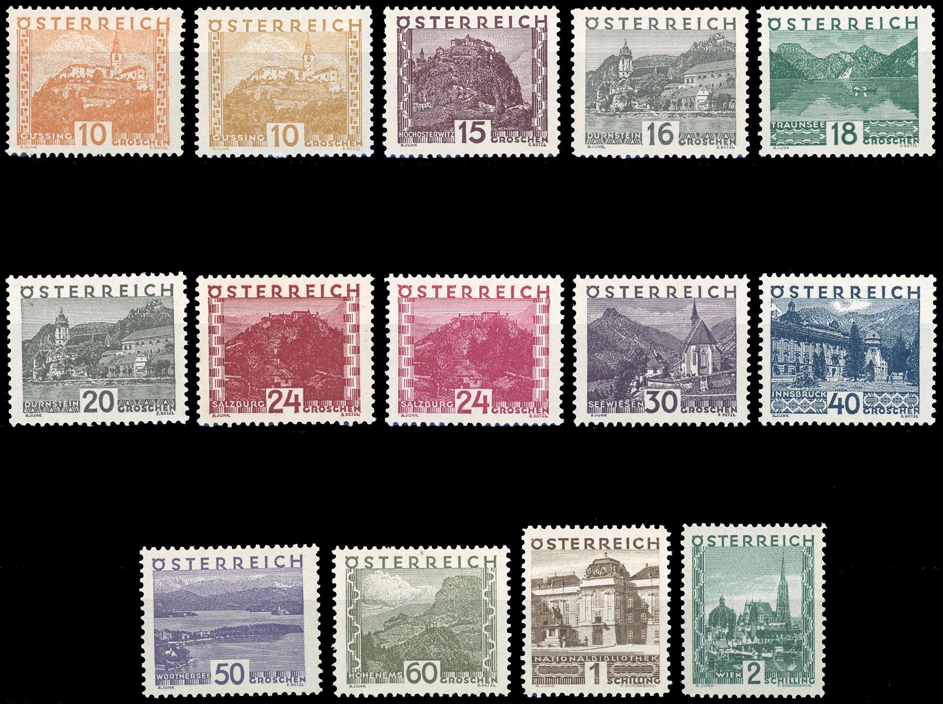 Yvert et Tellier AUTRICHE N°378 / 389 Individuel Neuf avec gomme