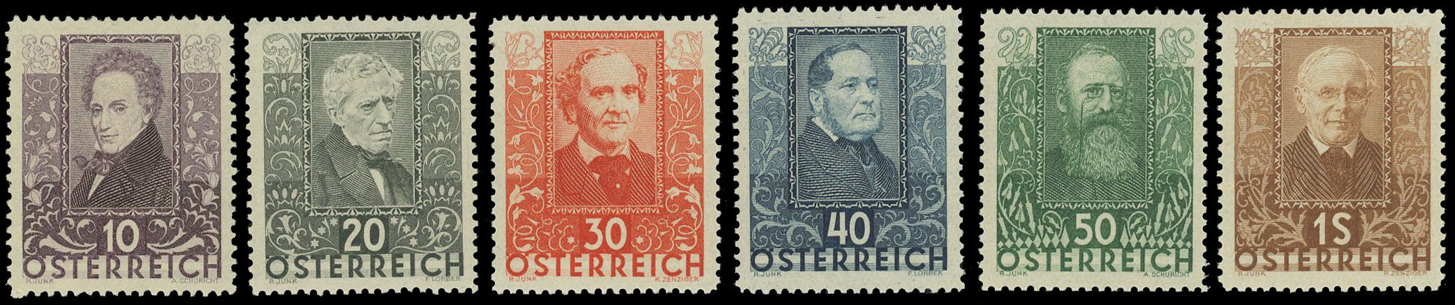 Yvert et Tellier AUTRICHE N°399 / 404 Individuel Neuf avec gomme intacte