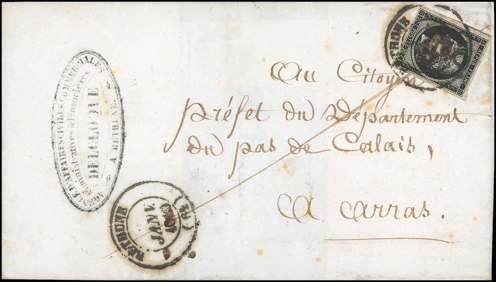 Yvert et Tellier Cérès 1849 1850 N°3 Individuel Oblitéré