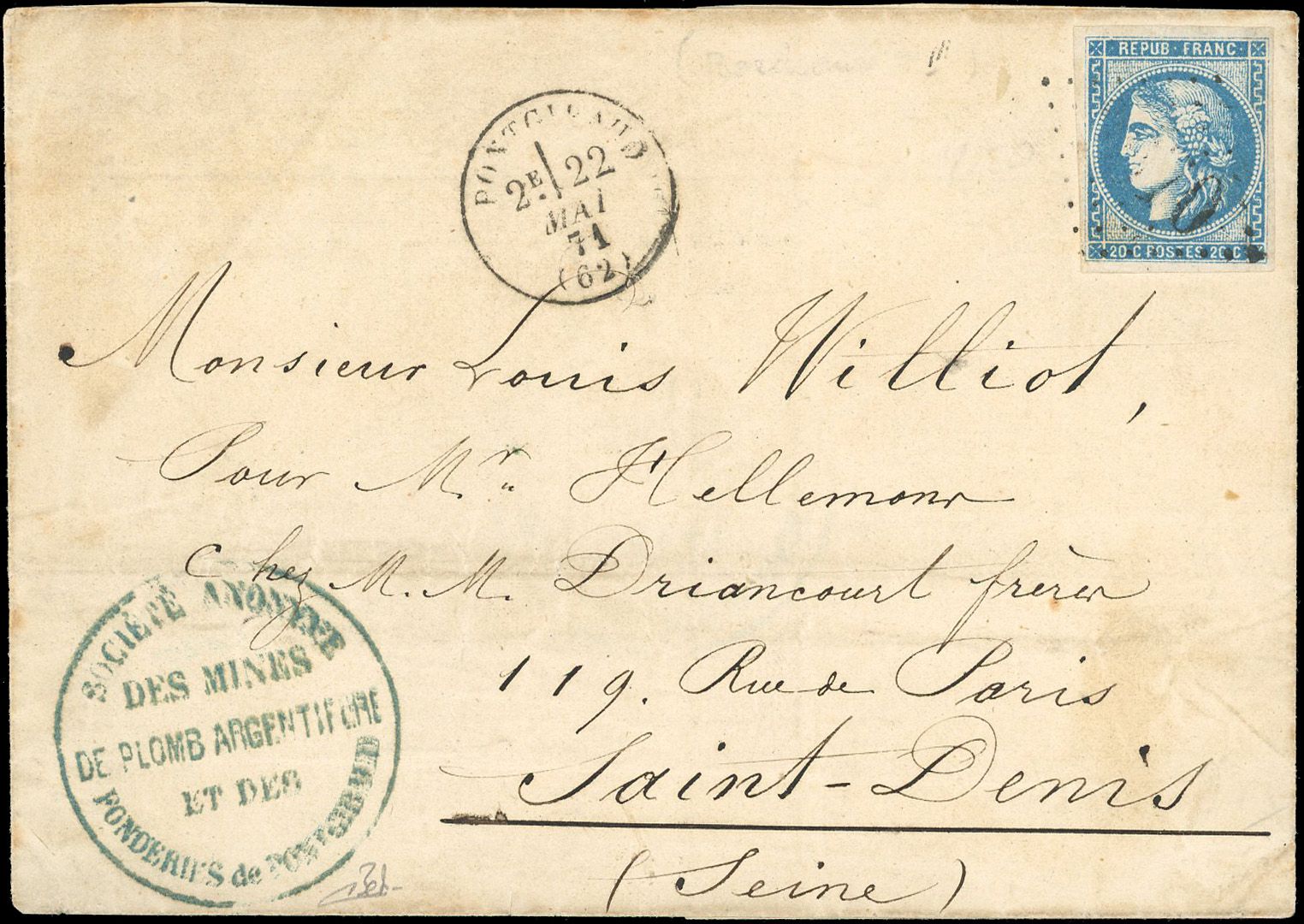 Yvert et Tellier Commune de Paris N°46B Individuel Oblitéré