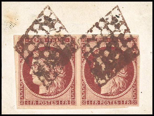 Yvert et Tellier Cérès 1849 1850 N°6B Paire Oblitéré