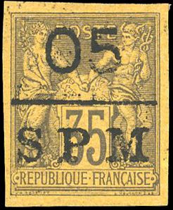 Yvert et Tellier SAINT PIERRE ET MIQUELON N°9 Individuel Neuf avec gomme