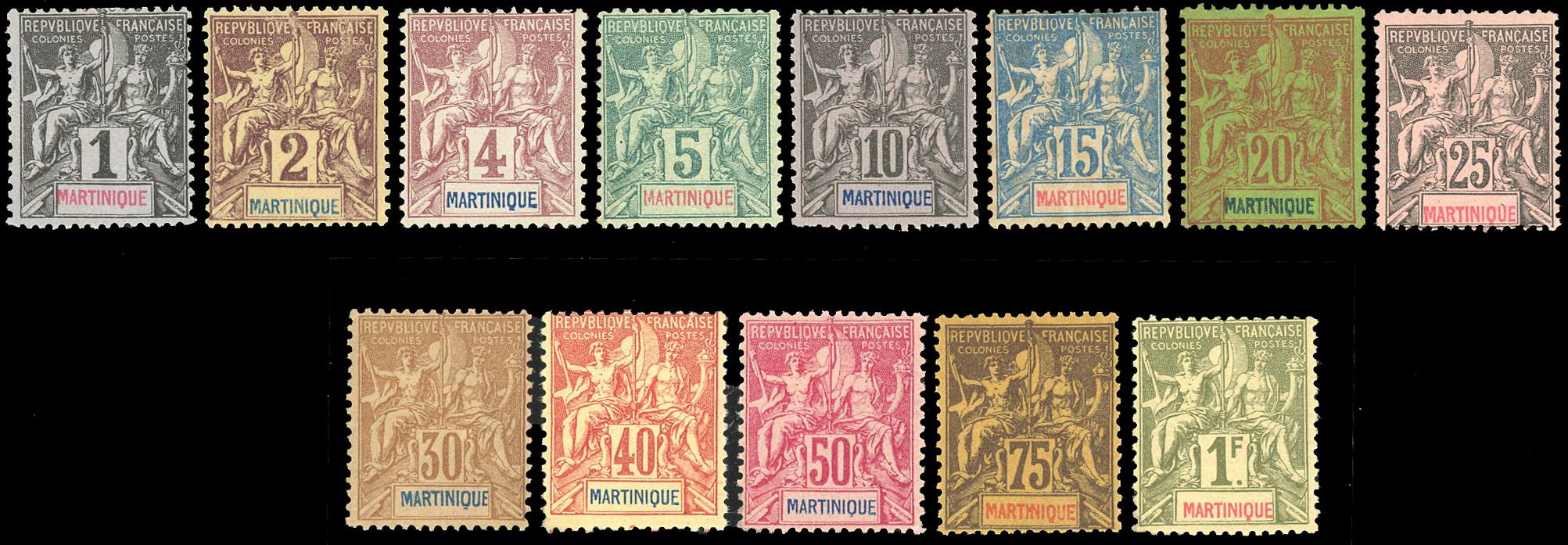 Yvert et Tellier MARTINIQUE N°31 / 43 Individuel Neuf avec gomme