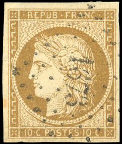 Yvert et Tellier Cérès 1849 1850 N°1 Individuel Oblitéré