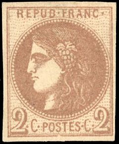 Yvert et Tellier Emission de Bordeaux 1870 1871 N°40Aa Individuel Neuf avec gomme