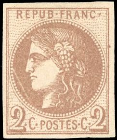 Yvert et Tellier Emission de Bordeaux 1870 1871 N°40A Individuel Neuf avec gomme