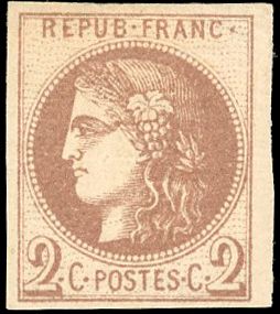 Yvert et Tellier Emission de Bordeaux 1870 1871 N°40A Individuel Neuf avec gomme