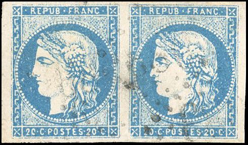 Yvert et Tellier Emission de Bordeaux 1870 1871 N°44A Paire Oblitéré