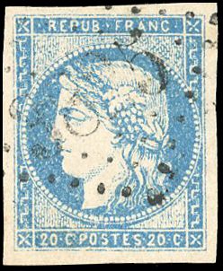 Yvert et Tellier Emission de Bordeaux 1870 1871 N°44A Individuel Oblitéré