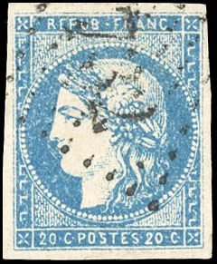 Yvert et Tellier Emission de Bordeaux 1870 1871 N°44B Individuel Oblitéré