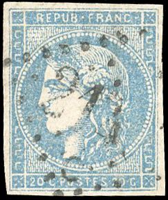 Yvert et Tellier Emission de Bordeaux 1870 1871 N°45Cb Individuel Oblitéré