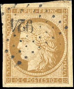 Yvert et Tellier Cérès 1849 1850 N°1a Individuel Oblitéré