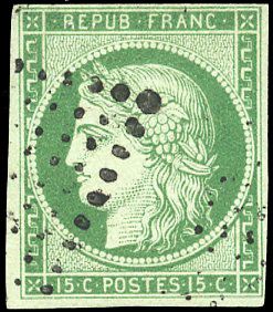 Yvert et Tellier Cérès 1849 1850 N°2 Individuel Oblitéré