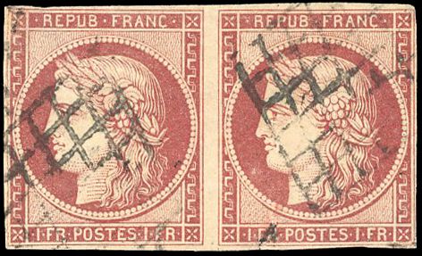 Yvert et Tellier Cérès 1849 1850 N°6 Paire Oblitéré