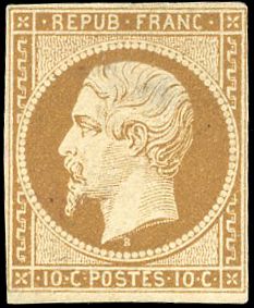 Yvert et Tellier Présidence 1852 N°9 Individuel Neuf avec gomme