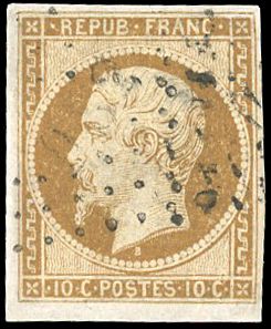 Yvert et Tellier Présidence 1852 N°9a Individuel Oblitéré
