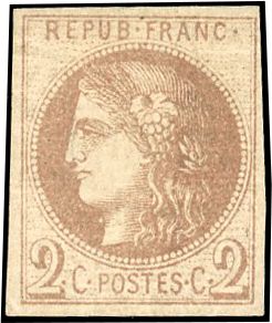 Yvert et Tellier Emission de Bordeaux 1870 1871 N°40A Individuel Neuf avec gomme