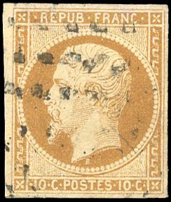 Yvert et Tellier Présidence 1852 N°9 Individuel Oblitéré