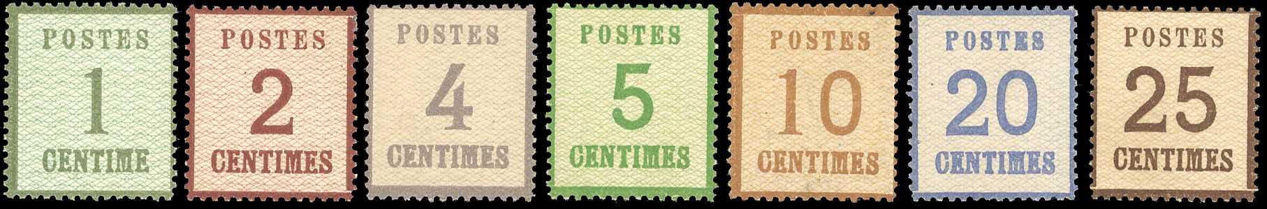 Yvert et Tellier Alsace Lorraine Timbres détachés N°1 / 7 Individuel Neuf avec gomme