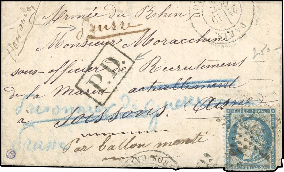 Yvert et Tellier Ballons Montés 1870 N°37 Individuel Oblitéré