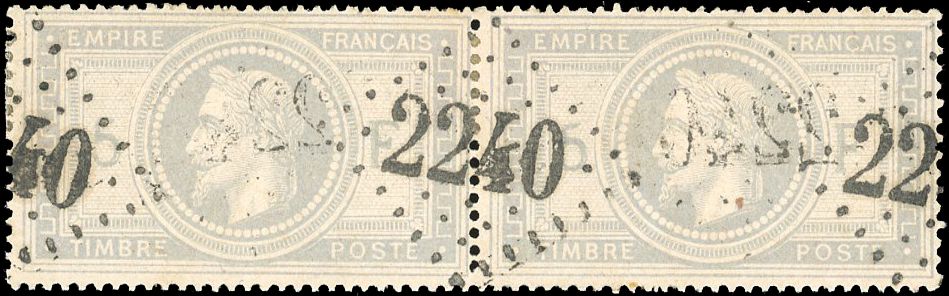 Yvert et Tellier Empire Lauré 1863 1870 N°33 Paire Oblitéré