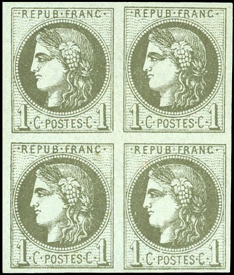 Yvert et Tellier Emission de Bordeaux 1870 1871 N°39Ac Bloc de 4 Neuf avec gomme