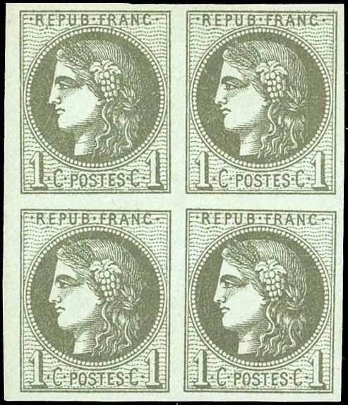 Yvert et Tellier Emission de Bordeaux 1870 1871 N°39C Bloc de 4 Neuf avec gomme
