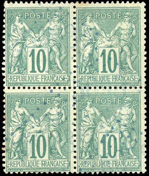 Yvert et Tellier Groupe allégorique 1876 1900 N°76 Bloc de 4 Oblitéré