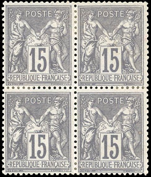 Yvert et Tellier Groupe allégorique 1876 1900 N°77 Bloc de 4 Neuf avec gomme