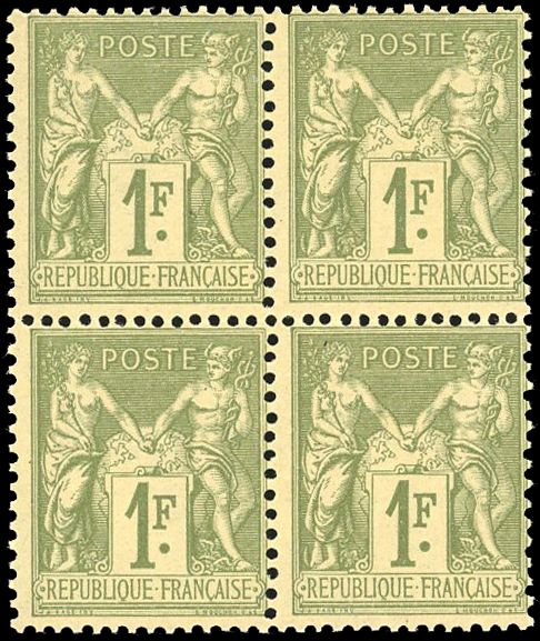 Yvert et Tellier Groupe allégorique 1876 1900 N°82 Bloc de 4 Neuf avec gomme intacte