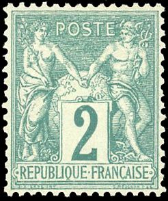 Yvert et Tellier Groupe allégorique 1876 1900 N°62 Individuel Neuf avec gomme