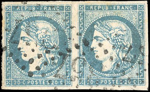 Yvert et Tellier Emission de Bordeaux 1870 1871 N°44A Paire Oblitéré