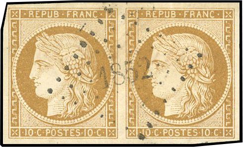 Yvert et Tellier Cérès 1849 1850 N°1 Paire Oblitéré