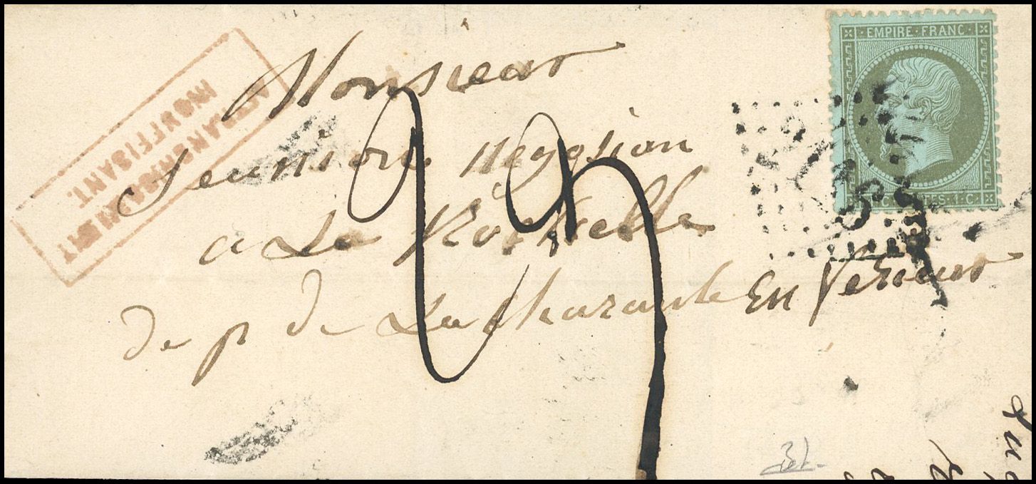 Yvert et Tellier Empire dentelé 1862 N°19 Individuel Oblitéré