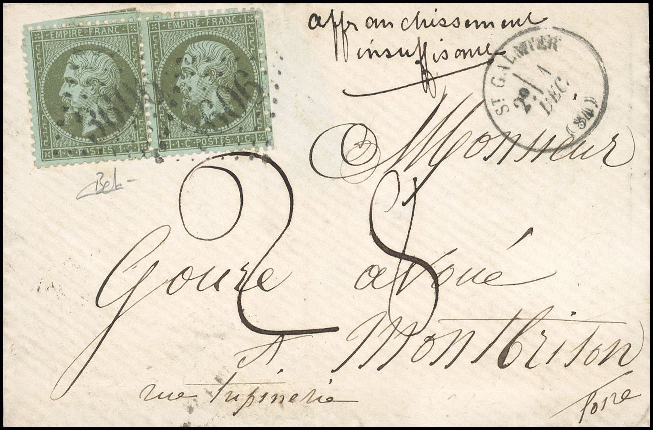 Yvert et Tellier Empire dentelé 1862 N°19 Paire Oblitéré