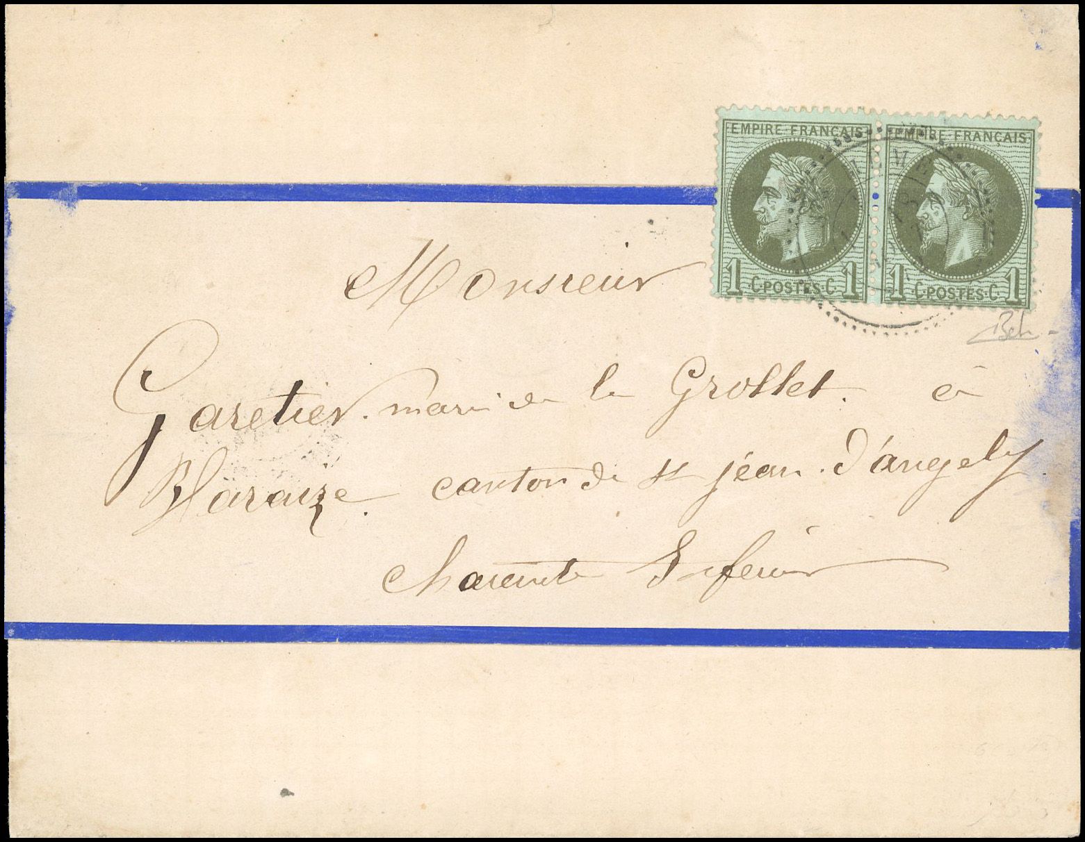 Yvert et Tellier Empire Lauré 1863 1870 N°25 Paire Oblitéré