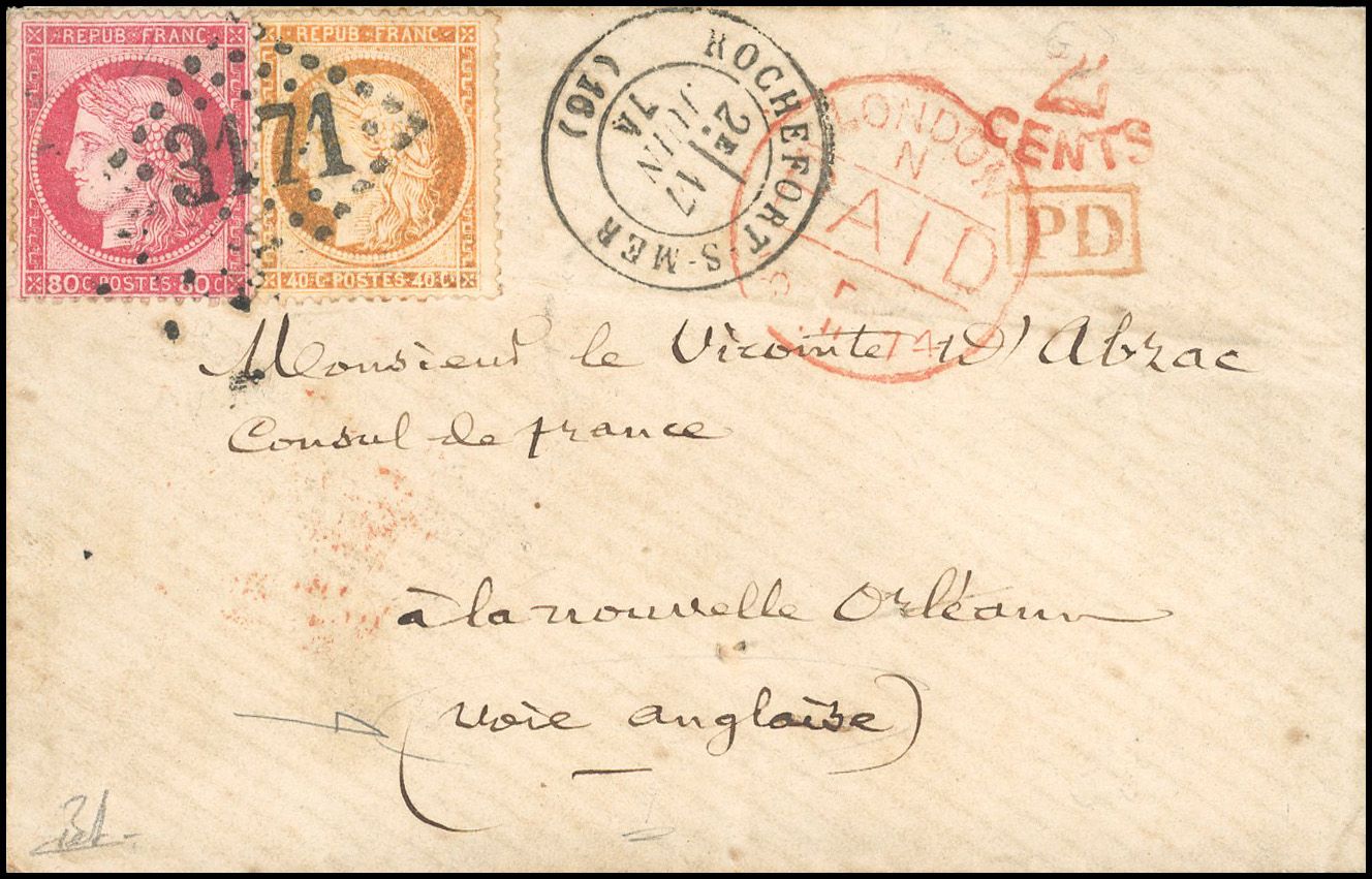 Yvert et Tellier Siège de Paris 1870 1871 N°38 + 57 Individuel Oblitéré
