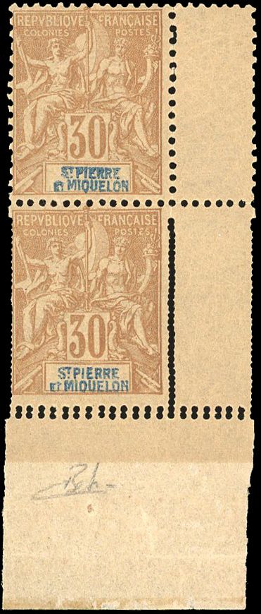 Yvert et Tellier SAINT PIERRE ET MIQUELON N°47 Paire Neuf avec gomme intacte