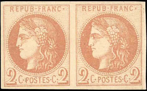 Yvert et Tellier Emission de Bordeaux 1870 1871 N°40Ab Paire Neuf avec gomme intacte