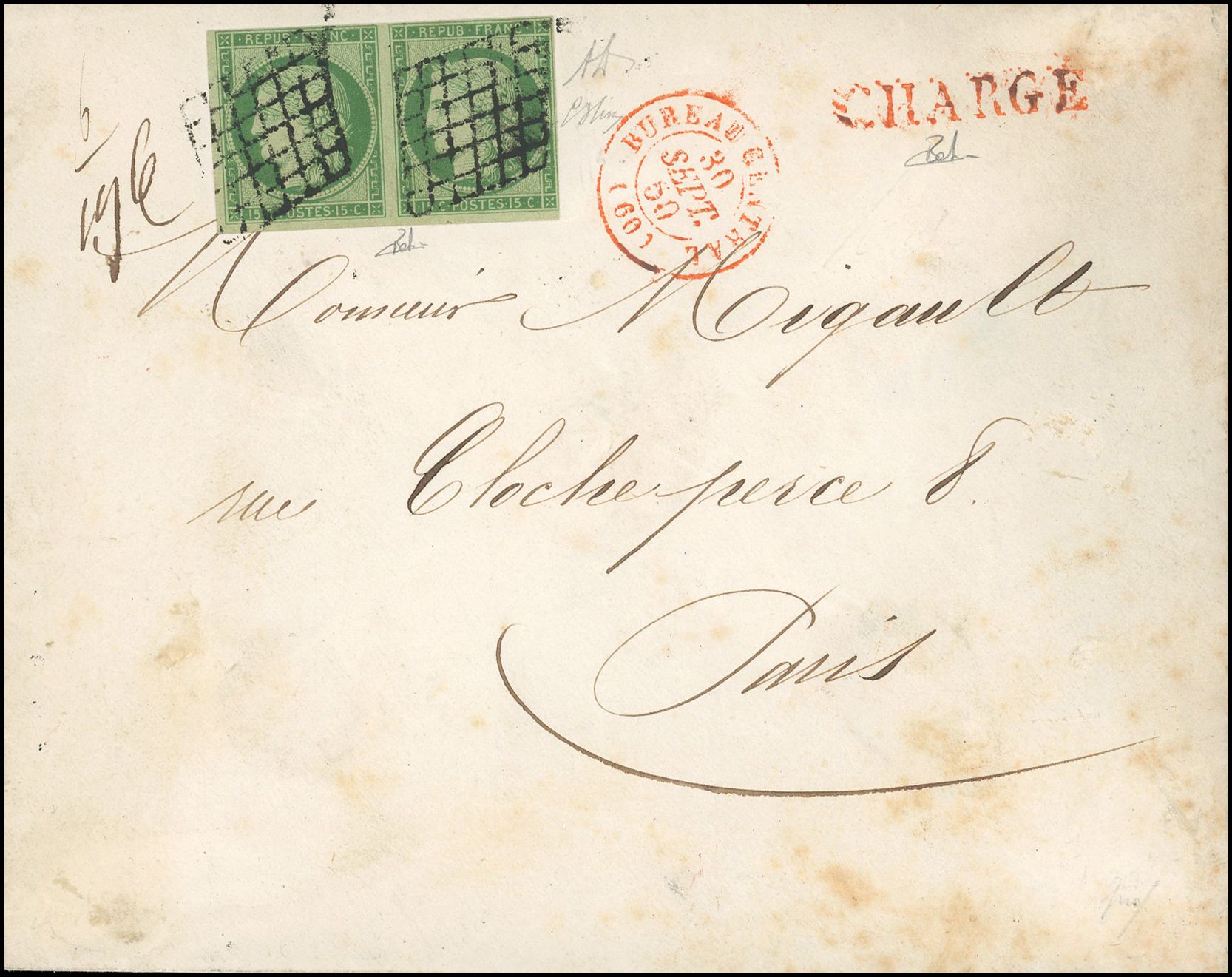 Yvert et Tellier Cérès 1849 1850 N°2 Paire Oblitéré