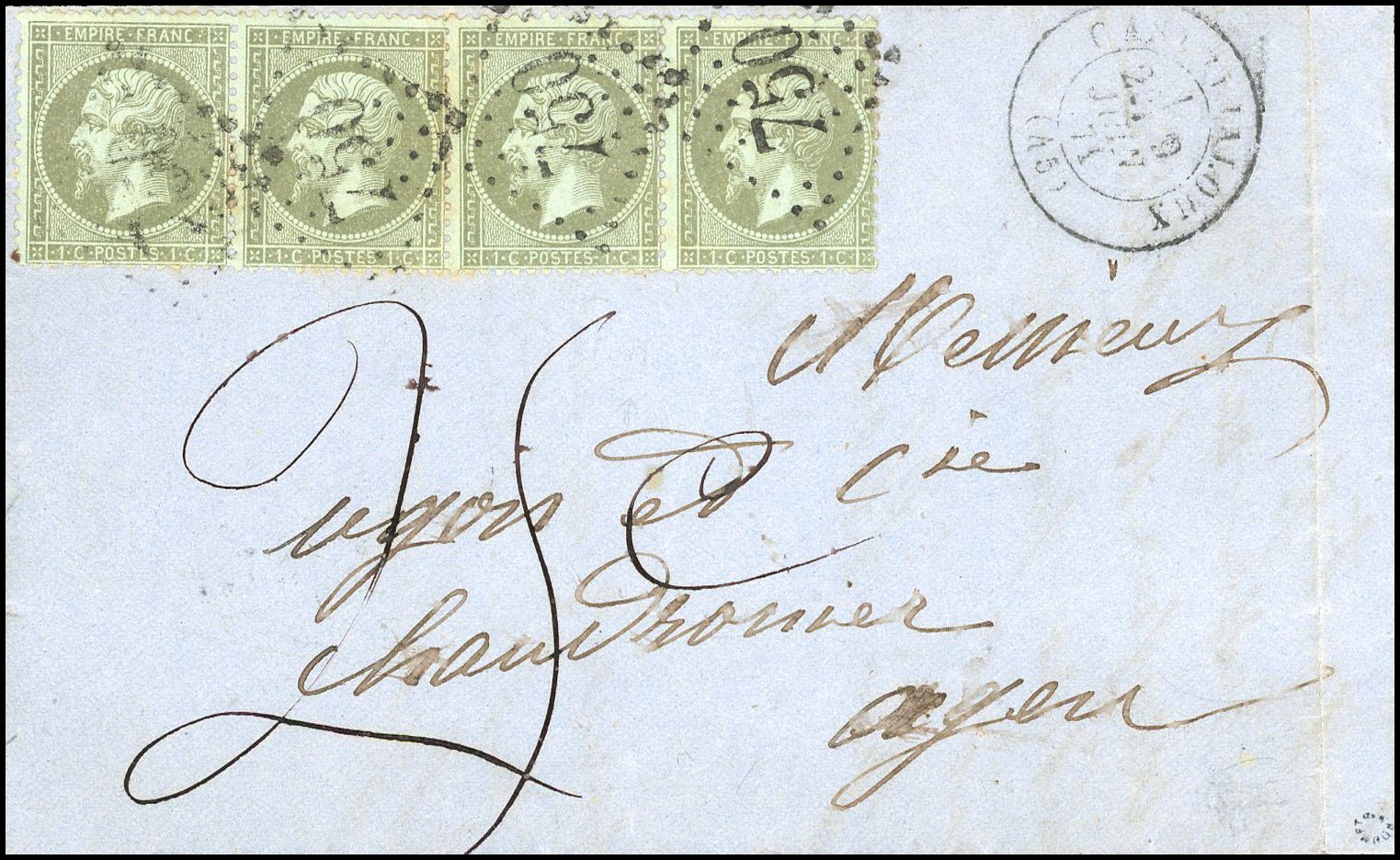Yvert et Tellier Empire dentelé 1862 N°19 Multiple Oblitéré